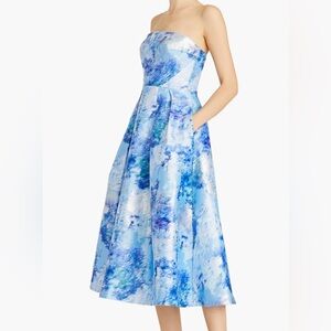 Monique Lhuillier Blue and White A-Line Skir
